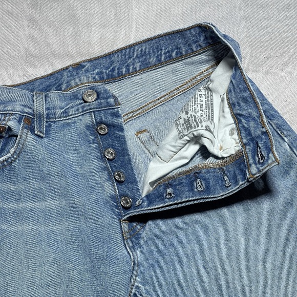 Levi's 501 Premium Jeans Womens 27x32 Distressed Repaired Button Fly Classic - Picture 5 of 16